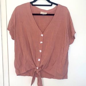 Tie Front Mauve Blouse
